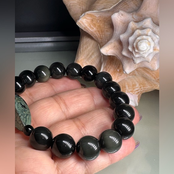 OBSIDIAN + KAMBABA NATURAL BRACELET size 7.5” - Picture 12 of 16